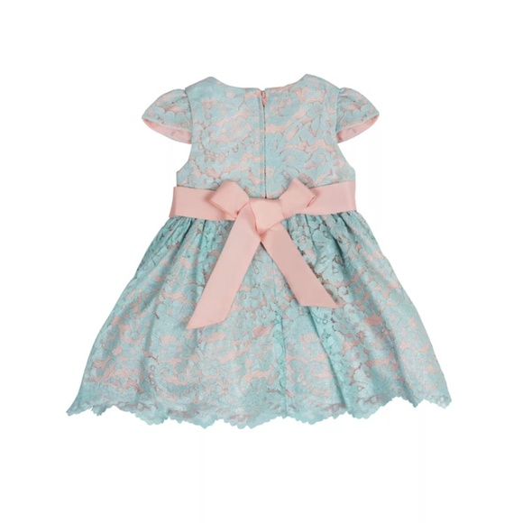 Baby Girls Rare Editions Metallic Lace Cap Sleeve Dress 6-9 Months - Picture 2 of 11